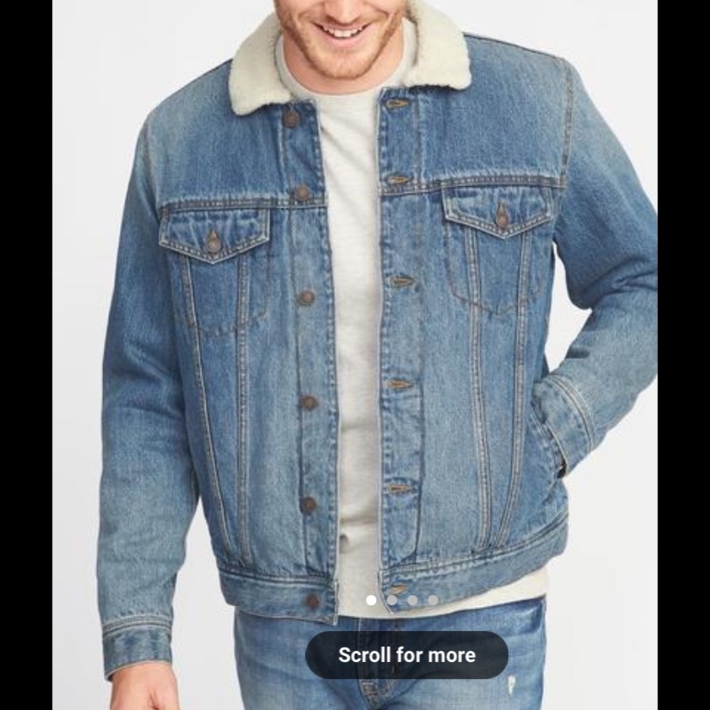 MENS L old navy casual Sherpa lined jean jacket